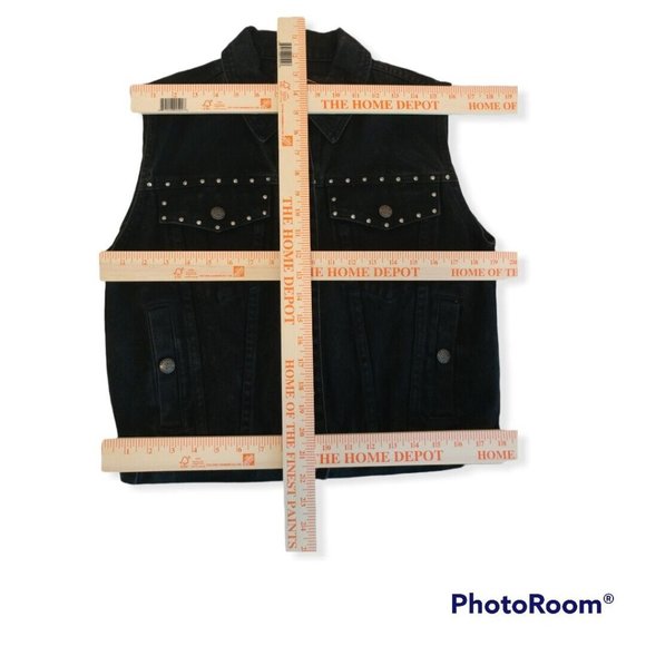 Women's Medium M Harley-Davidson Denim Vest Studded - Picture 7 of 7